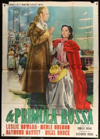 3w182 SCARLET PIMPERNEL Italian 2p R1950s art of Leslie Howard & Merle Oberon by guillotine, rare!