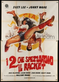 3w188 SISTER STREET FIGHTER Italian 2p 1976 different Sciotti art of sexy female kung fu star!