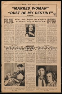 3w037 DUST BE MY DESTINY/MARKED WOMAN pressbook 1947 John Garfield, Bette Davis, Humphrey Bogart
