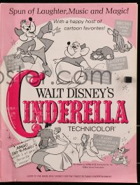 3w029 CINDERELLA pressbook R1965 Walt Disney classic romantic musical cartoon, great poster images!