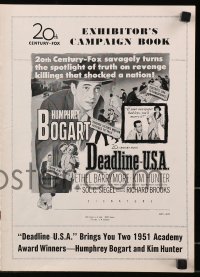 3w033 DEADLINE-U.S.A. pressbook 1952 newspaper editor Humphrey Bogart, best journalism movie ever!