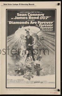 3w036 DIAMONDS ARE FOREVER pressbook 1971 McGinnis art of Sean Connery as James Bond 007!