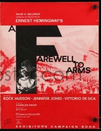 3w039 FAREWELL TO ARMS pressbook 1958 Rock Hudson, Jennifer Jones, from Ernest Hemingway's novel!