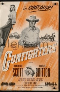 3w043 GUNFIGHTERS pressbook 1947 Randolph Scott & Barbara Britton in Zane Grey romance of the West!