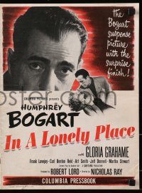 3w049 IN A LONELY PLACE pressbook 1950 Humphrey Bogart, sexy Gloria Grahame, Nicholas Ray classic!