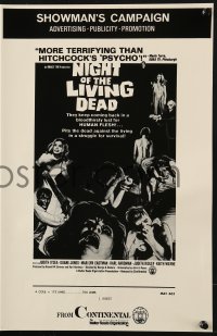 3w064 NIGHT OF THE LIVING DEAD pressbook 1968 George Romero classic, they lust for human flesh!