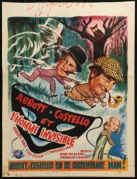 3y286 ABBOTT & COSTELLO MEET THE INVISIBLE MAN Belgian 1951 Bos art of Bud & Lou with monster!