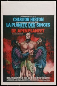 3y342 PLANET OF THE APES Belgian R1970s Ray art of bound barechested Charlton Heston held prisoner!