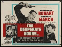 3y100 DESPERATE HOURS British quad 1955 Humphrey Bogart attacks Fredric March from behind, William Wyler