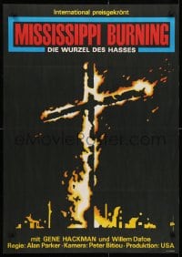 3y236 MISSISSIPPI BURNING East German 23x32 1989 Gene Hackman, Willem Dafoe, burning cross!