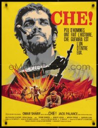 3y445 CHE French 23x30 1969 cool different Grinsson art of Omar Sharif as Guevara!
