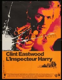 3y448 DIRTY HARRY French 23x30 1972 cool art of Clint Eastwood w/gun, Don Siegel crime classic!