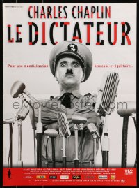 3y500 GREAT DICTATOR French 16x21 R2002 Charlie Chaplin as Hitler-like Hynkel by microphones!