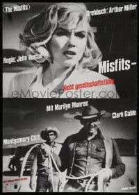 3y076 MISFITS German R1972 Clark Gable, close-up of sexy Marilyn Monroe, John Huston!