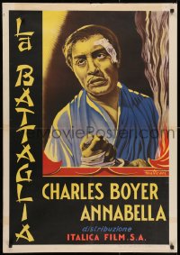 3y872 LA BATAILLE Italian 1sh R1950s Charles Boyer in Asian makeup & costume, ultra-rare!