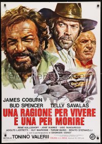 3y874 REASON TO LIVE, A REASON TO DIE Italian 1sh 1973 art of Savalas, Coburn & Spencer by Casaro!