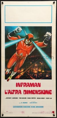 3y916 INFRA-MAN Italian locandina 1976 Zhong guo chao ren, great Zanca sci-fi superhero art!