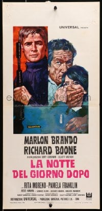 3y930 NIGHT OF THE FOLLOWING DAY Italian locandina 1969 Marlon Brando, Richard Boone, it assaults your senses!