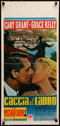 3y948 TO CATCH A THIEF Italian locandina 1955 kiss c/u of Grace Kelly & Cary Grant, Hitchcock