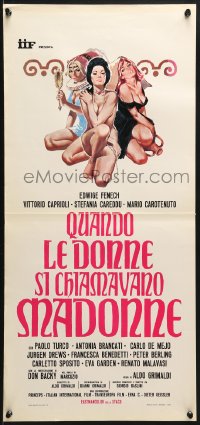 3y952 WHEN WOMEN WERE CALLED VIRGINS Italian locandina 1972 art of naked Edwige Fenech & two sexy women!