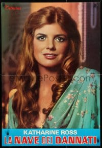 3y959 VOYAGE OF THE DAMNED Italian 27x39 pbusta 1977 great h+s portrait of sexiest Katharine Ross!