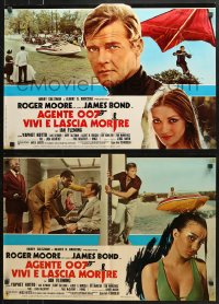 3y991 LIVE & LET DIE group of 8 Italian 18x26 pbustas 1973 Roger Moore as Bond, sexy Jane Seymour!