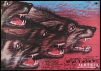 3y372 FIGHT FOR MOSCOW Polish 26x37 1989 wild Andrzej Pagowski art of wolf pack!