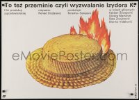 3y376 I TO CE PROCI Polish 27x37 1986 Michal Piekarski artwork of flaming straw hat!