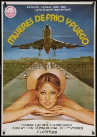 3y694 JOY OF FLYING Spanish 1978 Sylvia im Reich der Wollust, sexy artwork, airplane taking off!