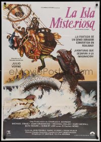 3y716 MYSTERIOUS ISLAND Spanish R1970s Ray Harryhausen, Jules Verne sci-fi, different art!