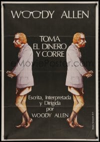 3y740 TAKE THE MONEY & RUN Spanish R1980 wacky Woody Allen mugshot in classic mockumentary!