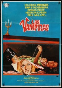 3y749 VAMPYROS LESBOS Spanish 1973 Jess Franco, wild different art of Lesbian Vampires!