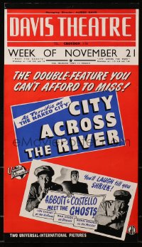 3y126 CITY ACROSS THE RIVER/ABBOTT & COSTELLO MEET FRANKENSTEIN English WC 1950s