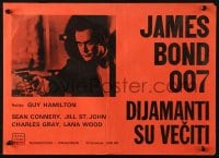 3y174 DIAMONDS ARE FOREVER Yugoslavian 14x19 1971 Sean Connery as James Bond 007 with gun!