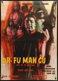 3y177 FACE OF FU MANCHU Yugoslavian 19x27 1965 art of Asian villain Christopher Lee, Sax Rohmer!