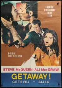 3y180 GETAWAY Yugoslavian 19x27 1972 Steve McQueen, Ali McGraw, Sam Peckinpah, different montage!