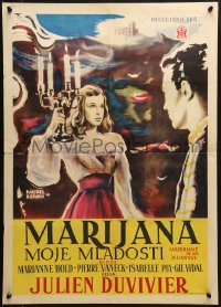 3y191 MARIANNE OF MY YOUTH Yugoslavian 20x28 1955 Julien Duvivier, art of Marianne Hold!