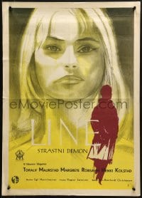 3y196 PASSIONATE DEMONS Yugoslavian 20x28 1962 shocking truth about a girl whose only sin was to love!