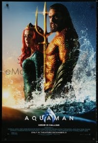 3z519 AQUAMAN DS advance 1sh 2018 DC, Jason Mamoa in title role with great white sharks and more!