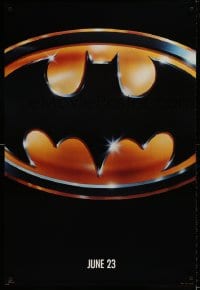 3z533 BATMAN teaser 1sh 1989 directed by Tim Burton, cool image of Bat logo, matte finish!