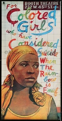 3z239 FOR COLORED GIRLS WHO HAVE CONSIDERED SUICIDE 23x46 commercial poster 1976 art by Paul Davis!