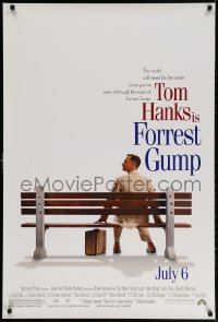 3z645 FORREST GUMP advance 1sh 1994 Tom Hanks sits on bench, Robert Zemeckis classic!