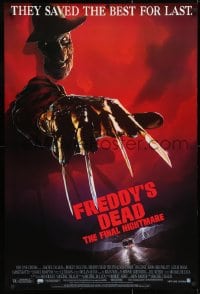3z649 FREDDY'S DEAD 1sh 1991 great art of Robert Englund as Freddy Krueger!