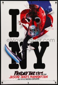 3z654 FRIDAY THE 13th PART VIII recalled teaser 1sh 1989 Jason Takes Manhattan, I love NY in August!