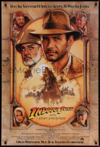 3z723 INDIANA JONES & THE LAST CRUSADE int'l advance 1sh 1989 art of Ford & Connery by Drew!