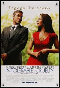 3z727 INTOLERABLE CRUELTY advance DS 1sh 2003 Coen Bros, George Clooney & sexy Catherine Zeta-Jones!