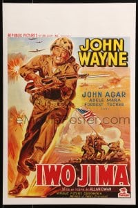 3z219 SANDS OF IWO JIMA 14x21 Belgian REPRO poster 1950 great artwork of World War II Marine John Wayne!