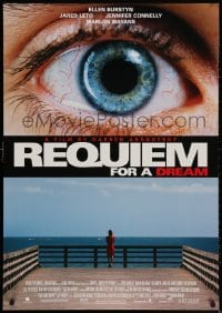 3z872 REQUIEM FOR A DREAM DS 1sh 2000 addicts Jared Leto & Jennifer Connelly, cool eye image!