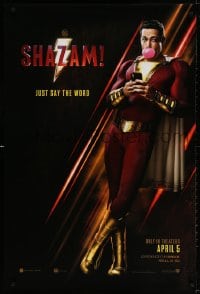 3z898 SHAZAM teaser DS 1sh 2019 full-length Zachary Levi in the title role, just say the word!