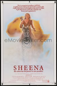 3z899 SHEENA 1sh 1984 sexy Tanya Roberts with bow & arrows riding zebra in Africa!
